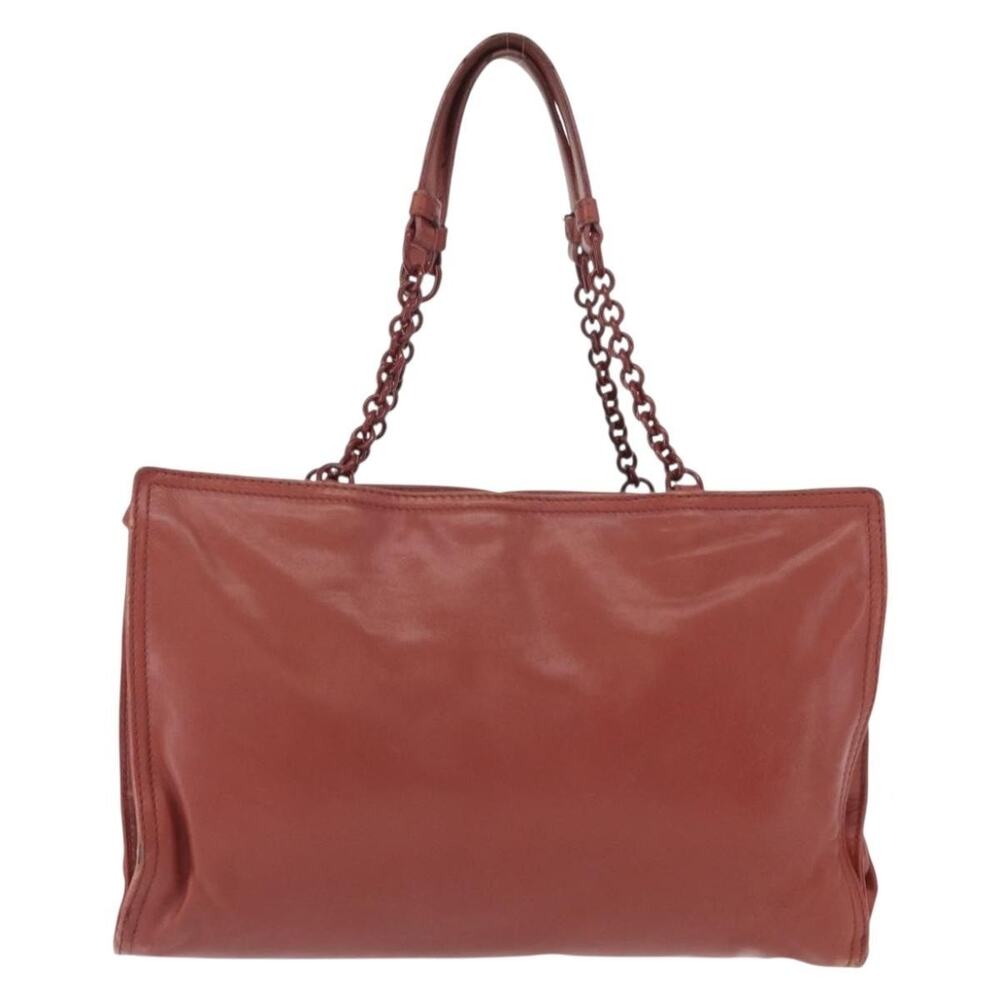 Bottega Veneta Leather Chain Shoulder Bag Red